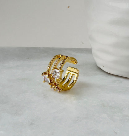 Gold ring with big zirconia on sale in cocobrillo.com