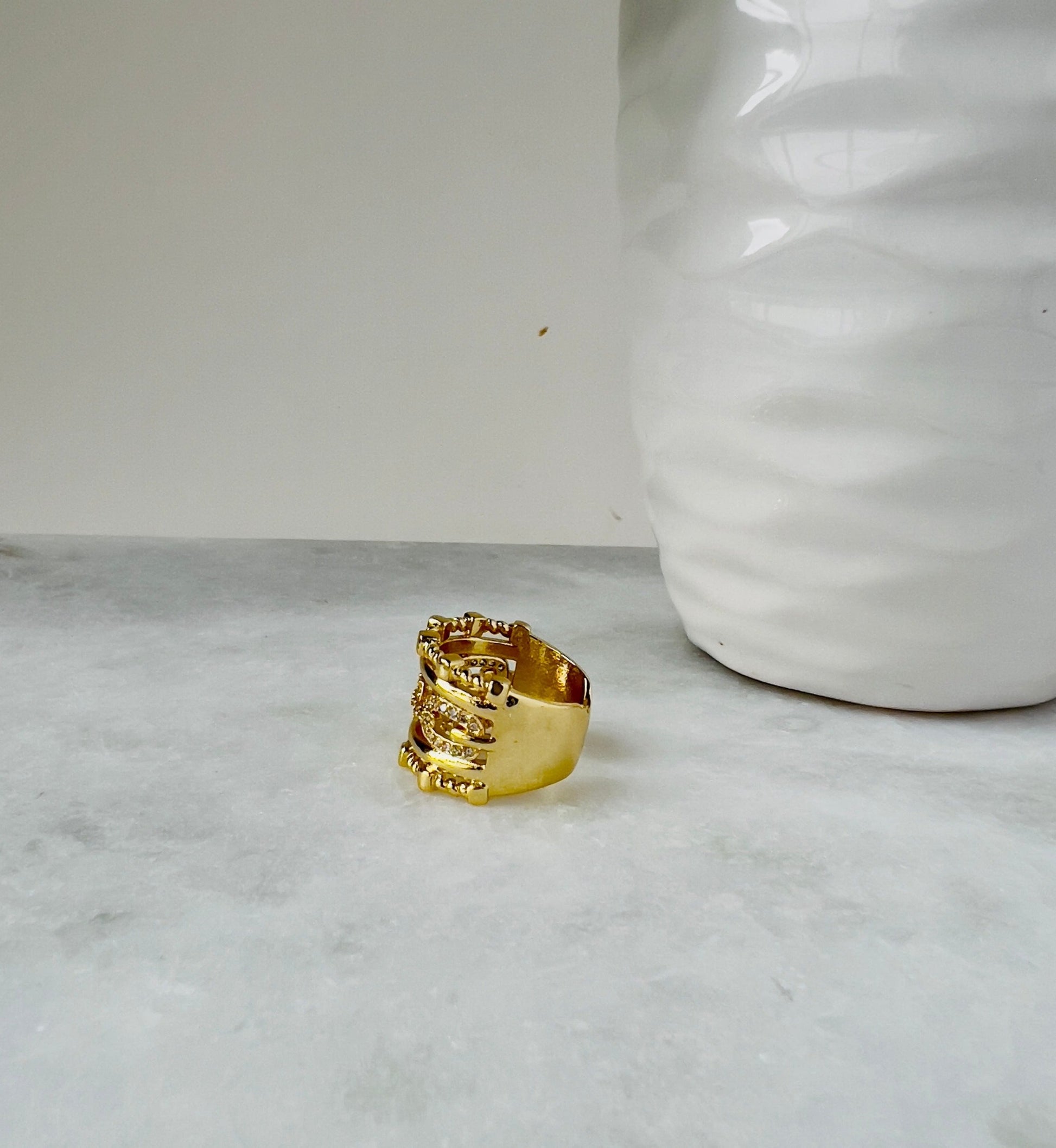 gold plated chunky ring in crown shape perfect for birthday gifts and special night outs