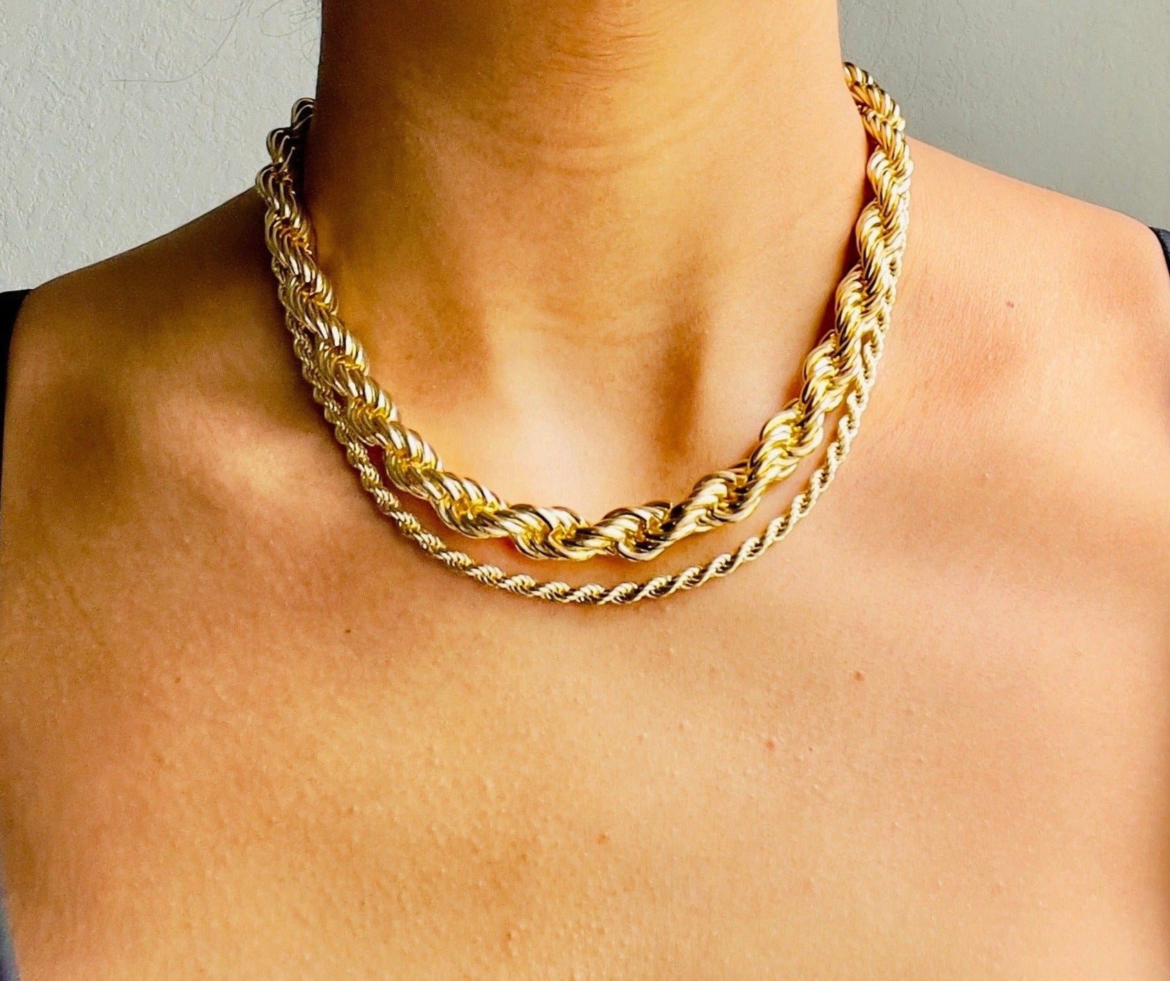 XXL Rope chain gold plated choker for women