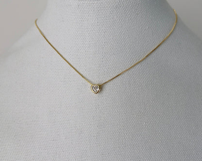 heart gold and crystal necklace for women