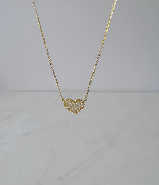 Small heart-shaped pendant style necklace covered in zirconia in 925 Silver