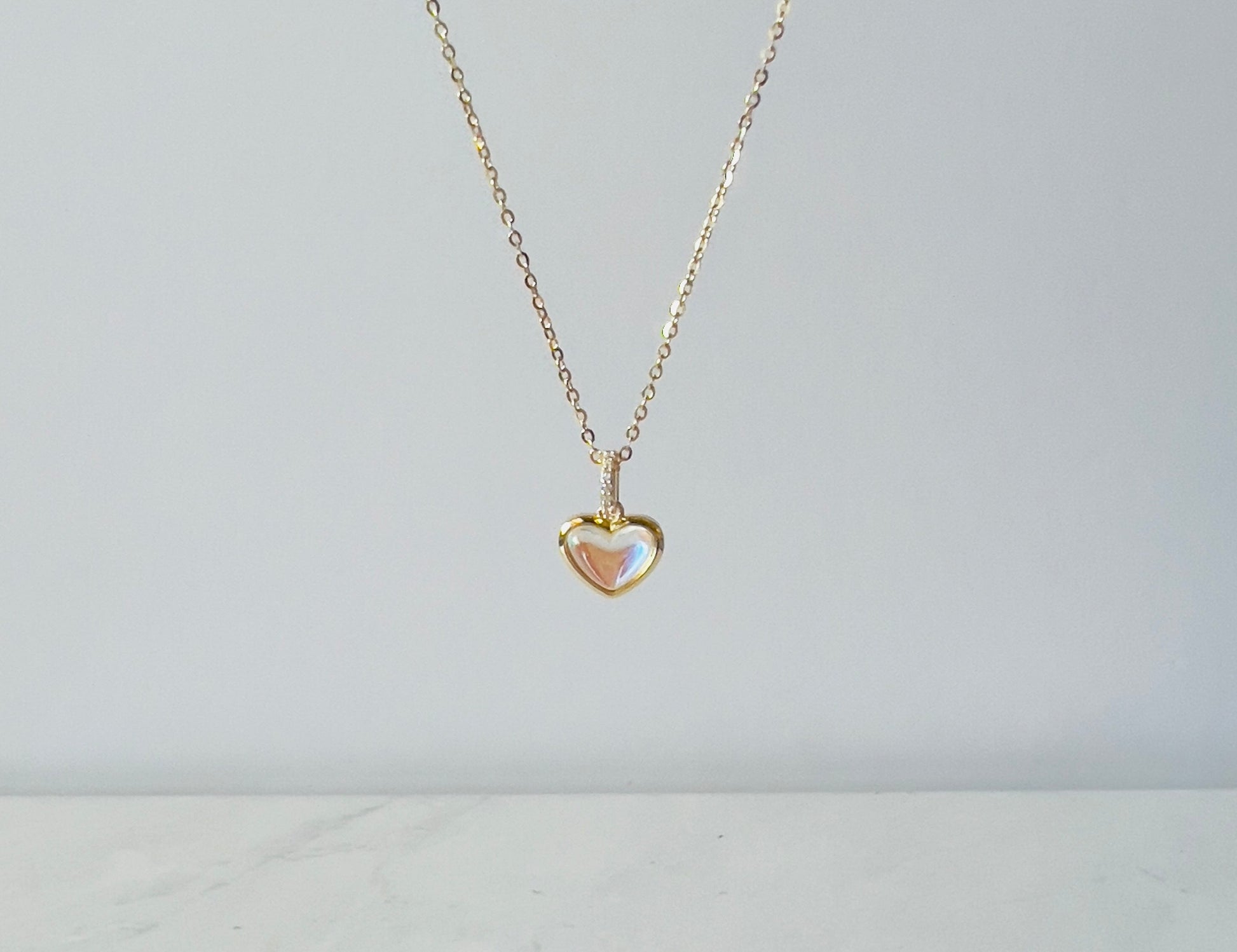 small multicolored heart pendant necklace