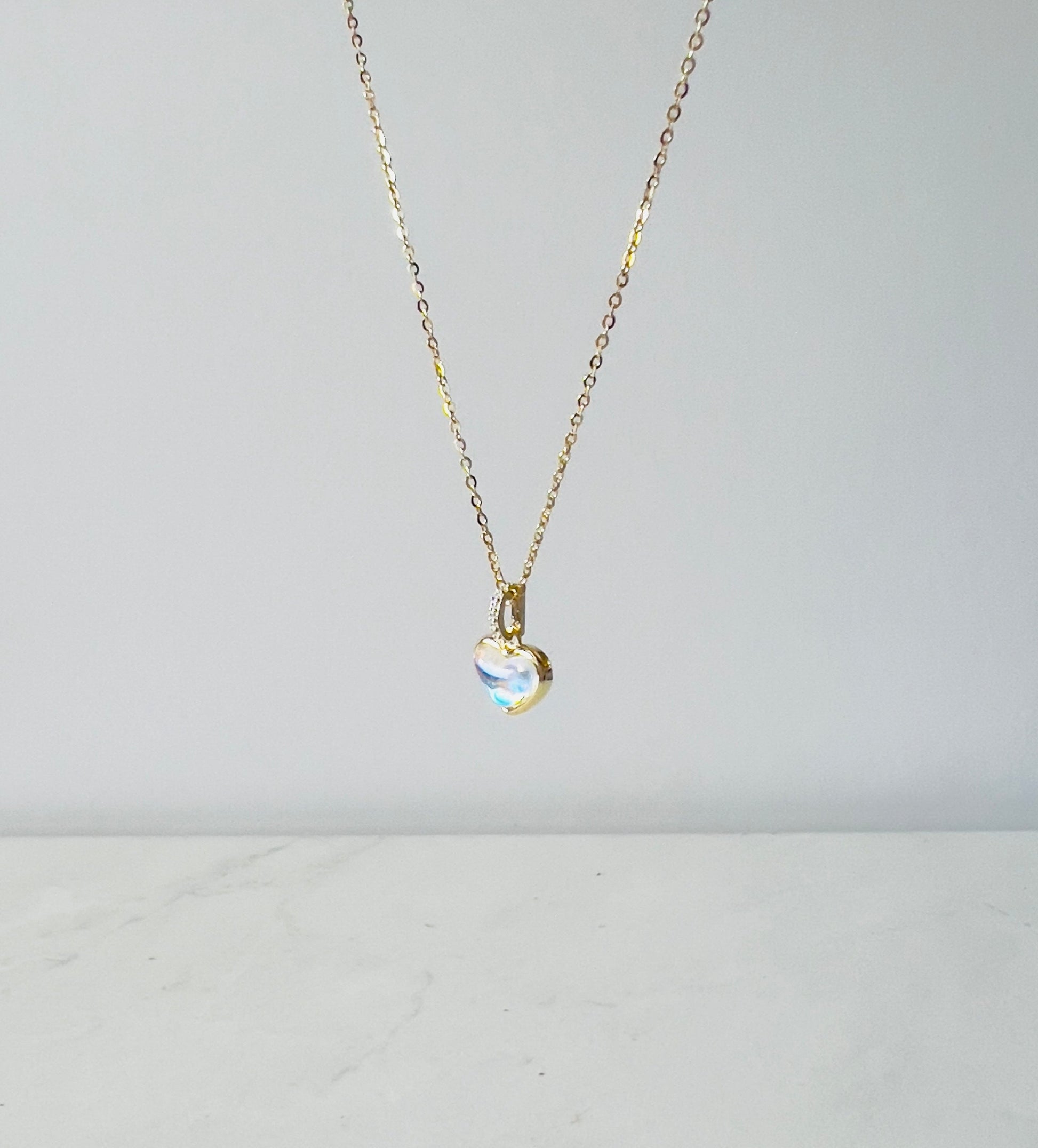 gold plated heart pendant necklace in multicolor