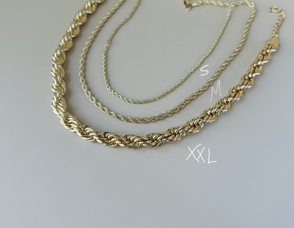 different twisted gold plated chokers in different sizes