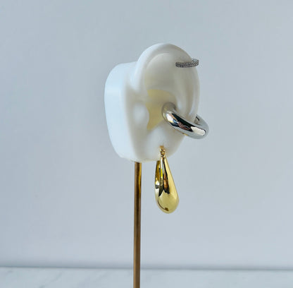 elongated gold hoop earring for women