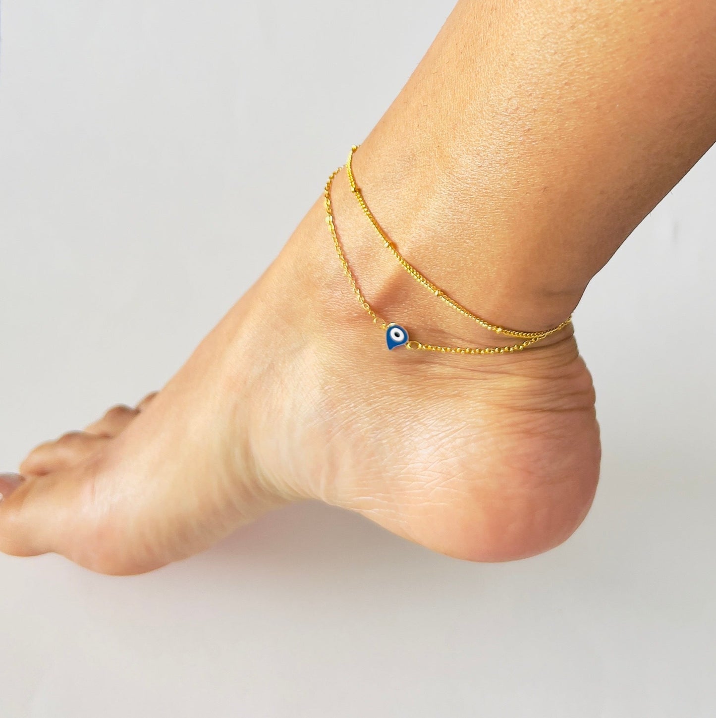 Elegant Eye of Horus anklet with double layered chain and lobster clasp - Secure and stylish ankle jewelry