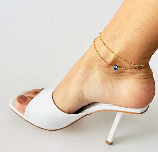Stylish Eye of Horus anklet with adjustable lobster clasp and double chain design - Perfect summer jewelry